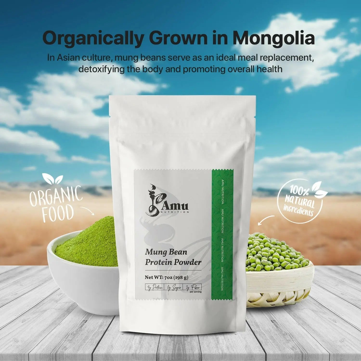 Roasted Mung Beans Powder – 198 g – Gluten-Free, Celiac-Friendly, Low-Calorie, Traditionally Used for Detox and Digestive Health