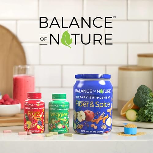 Balance of Nature Whole Health System - Whole Food Fruits & Veggies and Fiber & Spice Supplements - 30 Servings Each