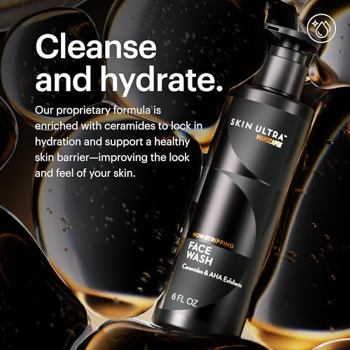 MANSCAPED® Skin Ultra™ Daily Regimen - Men's Skincare Routine Essentials with Face Wash, Face Moisturizer & Brightening Serum Formulated with A Ceramide Complex for Cleansing, Exfoliating & Hydration