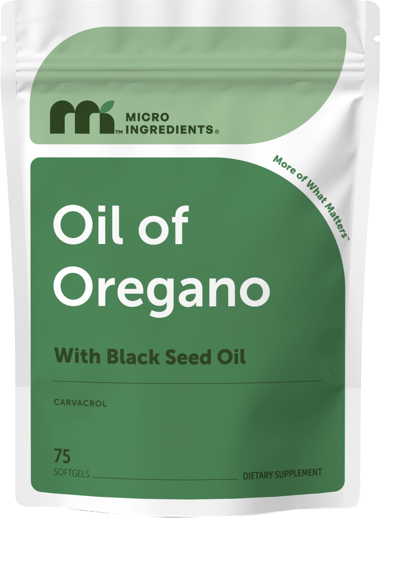 Micro Ingredients Oil of Oregano Softgels Per Serving | 2 in 1 Formulated with Black Seed Oil, 4X Strength Carvacrol & Thymoquinone | Plant Based, Non-GMO & Immune Support*