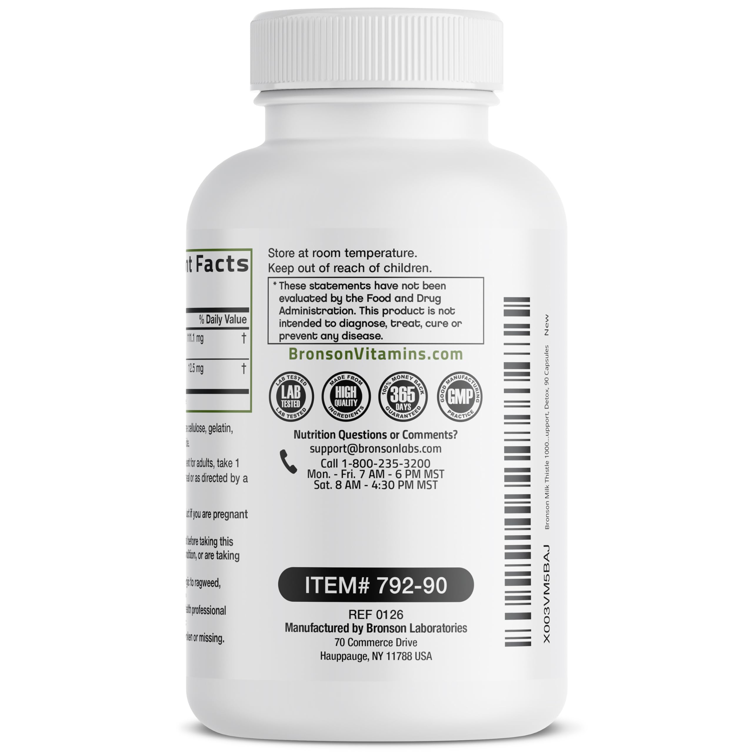 Bronson Flavored Capsule Adult Milk Thistle Liver Health Support, 1000Mg