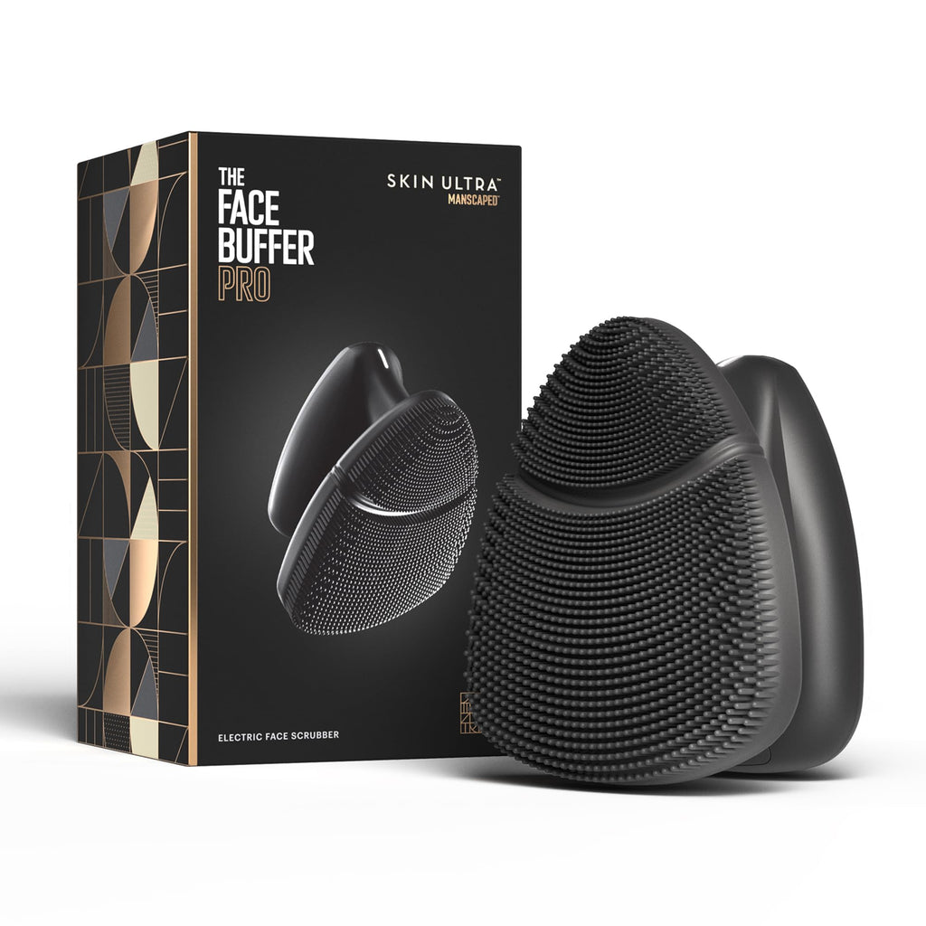 MANSCAPED® The Face Buffer PRO - Men's Electric Silicone Face Scrubber for Nourishing, Deep Cleaning & Exfoliating Your Skin, 3 Facial Cleansing Modes & 2 Sonic Vibration Speeds, Travel Lock