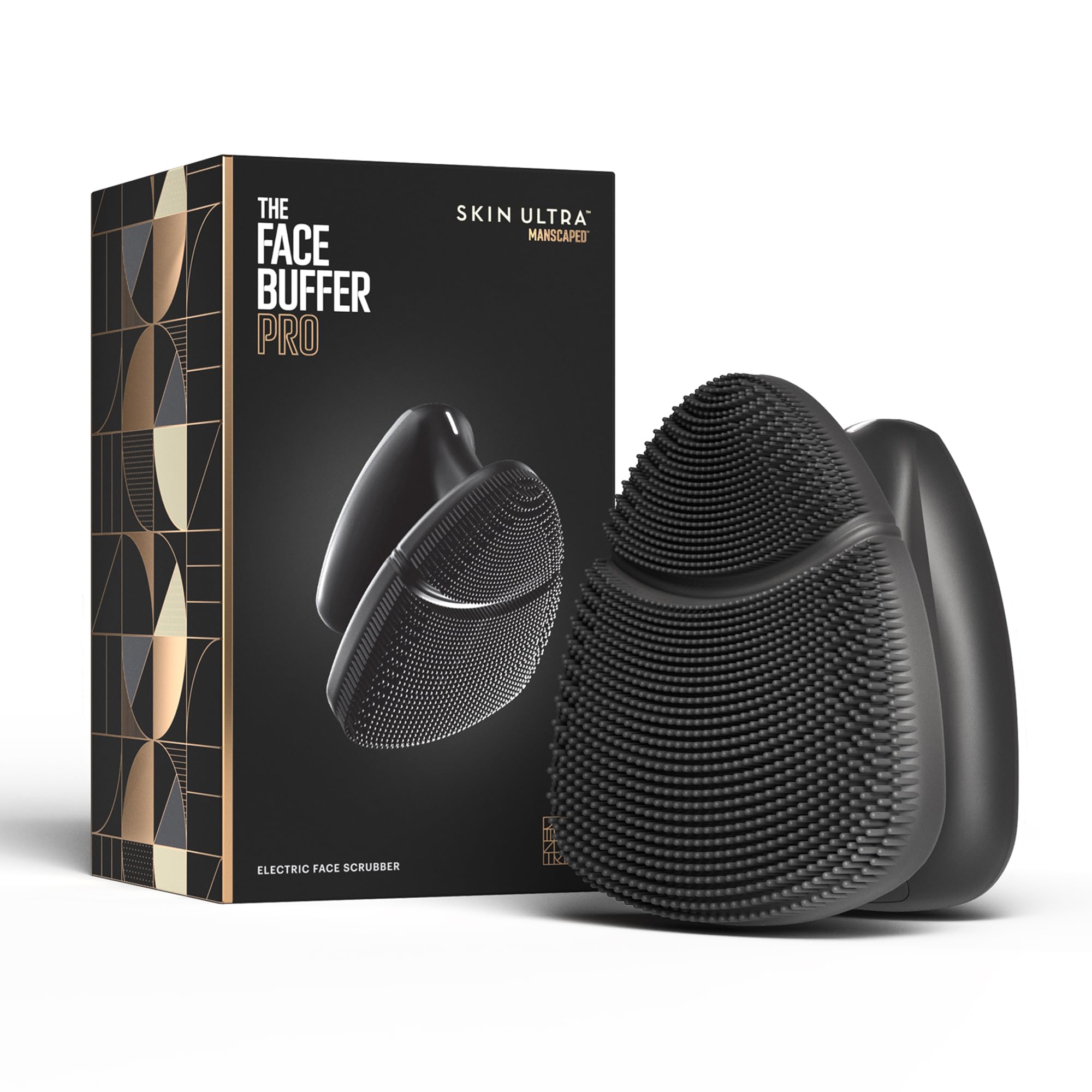 MANSCAPED® The Face Buffer PRO - Men's Electric Silicone Face Scrubber for Nourishing, Deep Cleaning & Exfoliating Your Skin, 3 Facial Cleansing Modes & 2 Sonic Vibration Speeds, Travel Lock