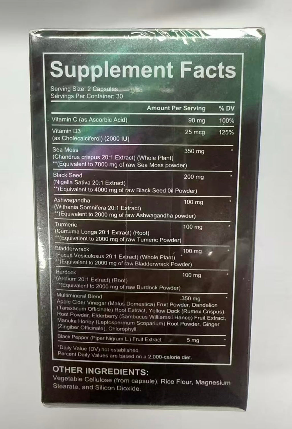 Sea Moss Black Seed Oil Ashwagandha Ginger, Sea Moss Capsule Supplement with Turmeric Burdock Root Bladderwrack Vitamin C Vitamin D3 Enhanced Immunity & Energy Black Seed Oil Capsule 60 Count