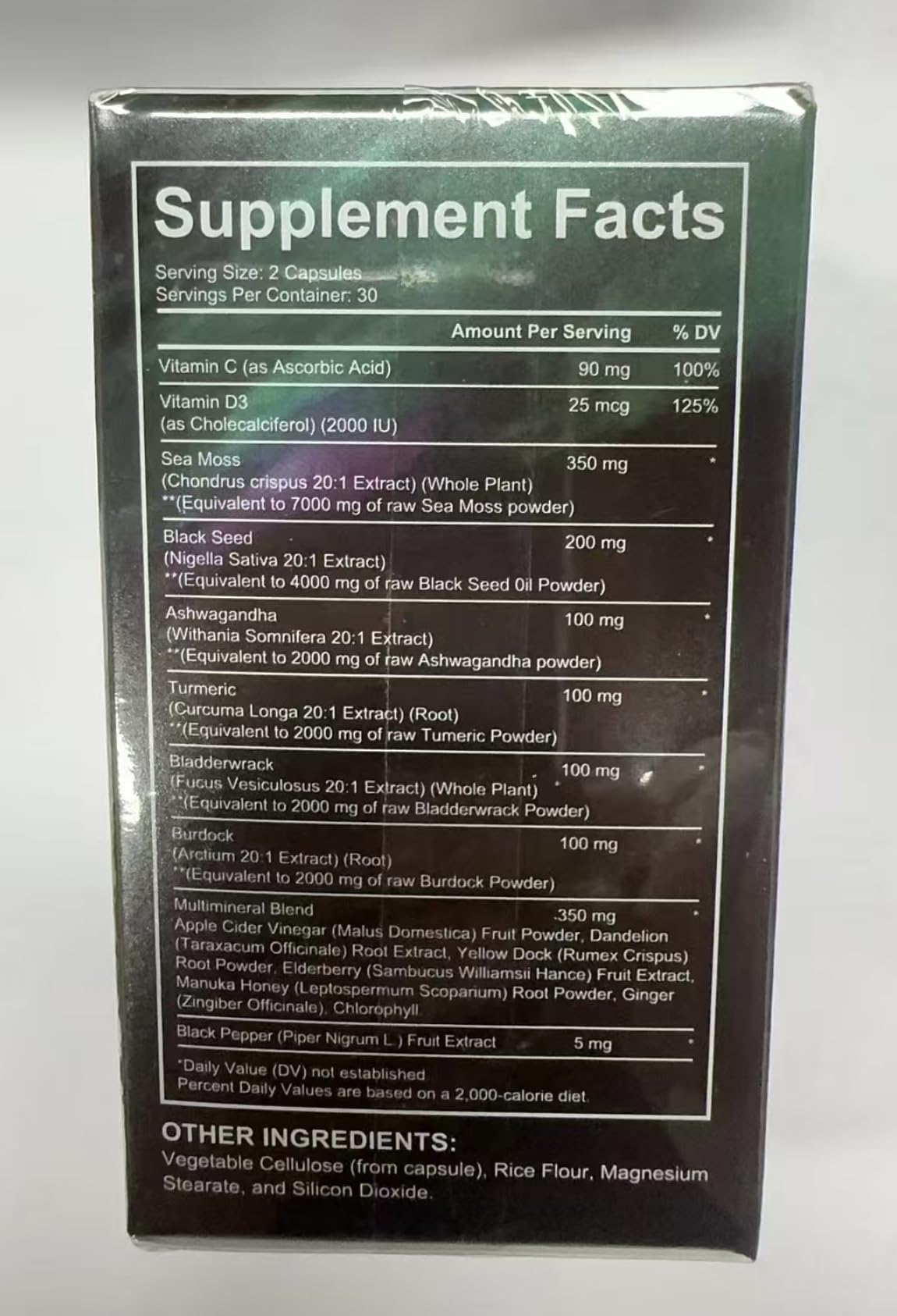 Sea Moss Black Seed Oil Ashwagandha Ginger, Sea Moss Capsule Supplement with Turmeric Burdock Root Bladderwrack Vitamin C Vitamin D3 Enhanced Immunity & Energy Black Seed Oil Capsule 60 Count