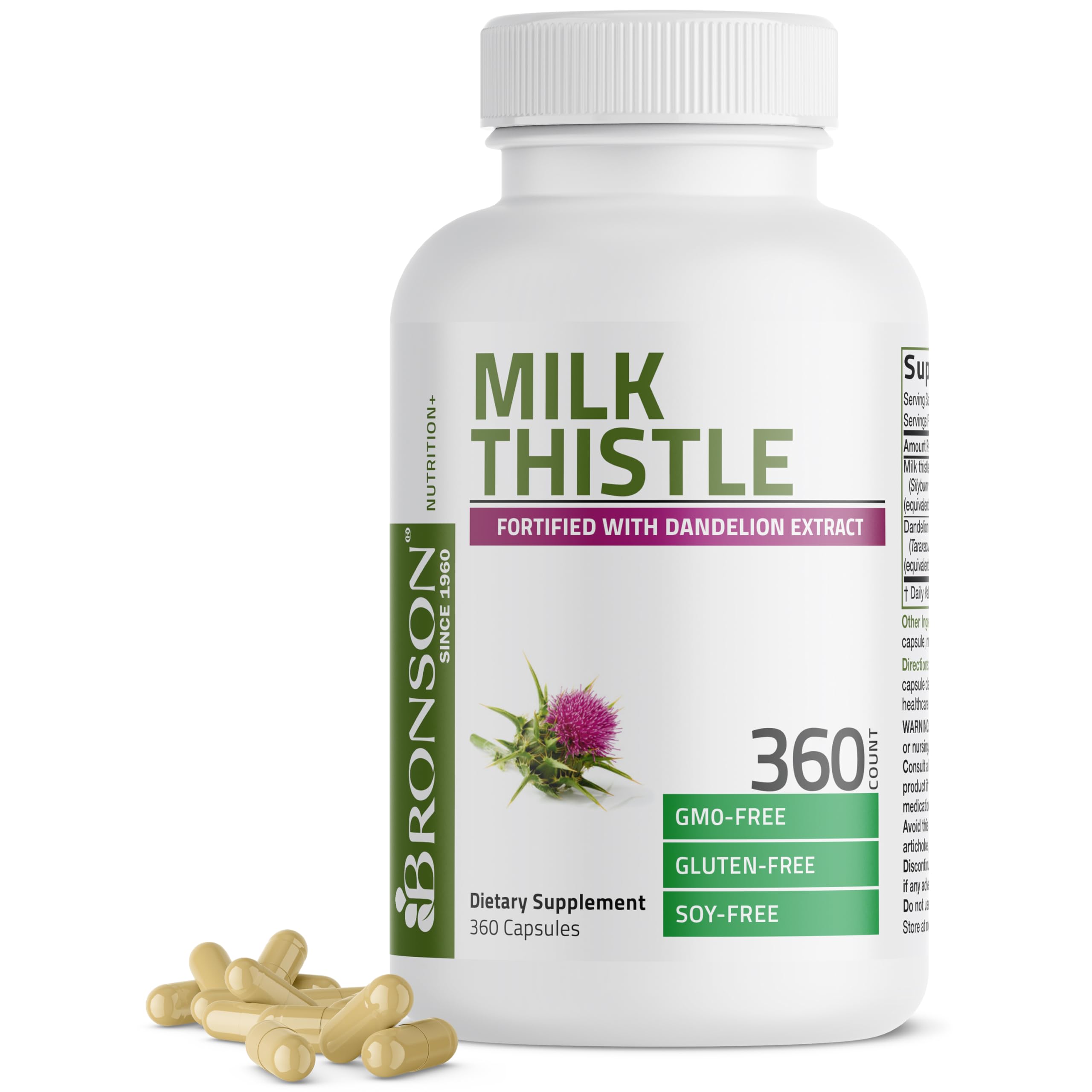 Bronson Flavored Capsule Adult Milk Thistle Liver Health Support, 1000Mg