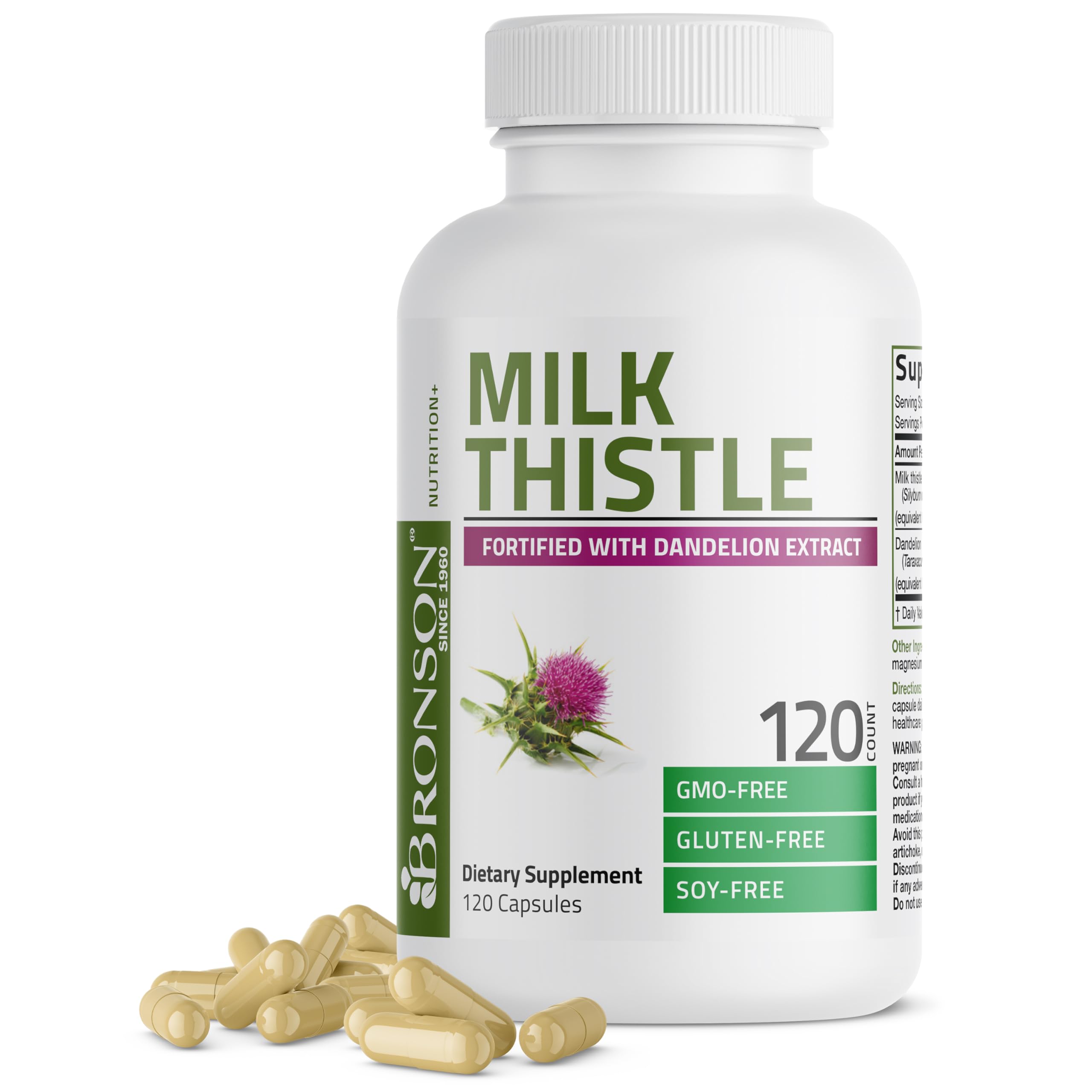 Bronson Flavored Capsule Adult Milk Thistle Liver Health Support, 1000Mg