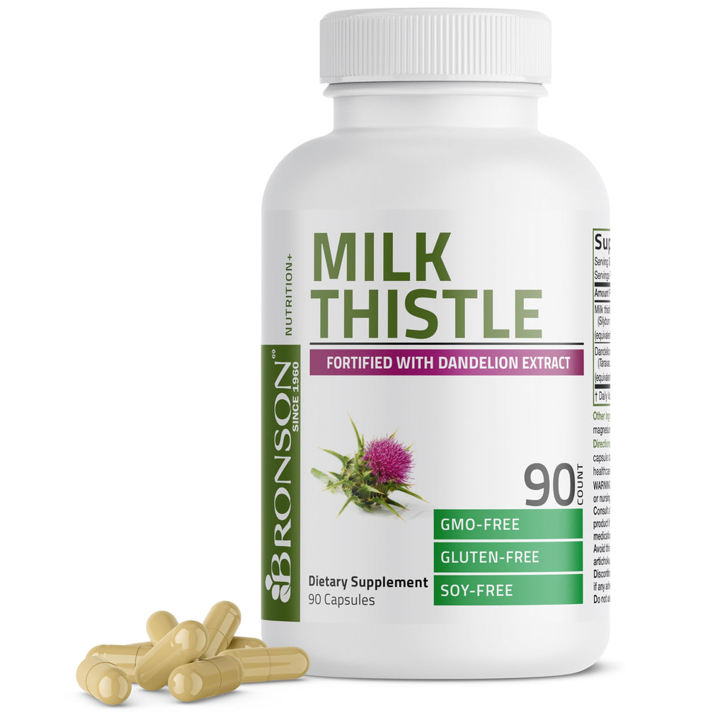 Bronson Flavored Capsule Adult Milk Thistle Liver Health Support, 1000Mg