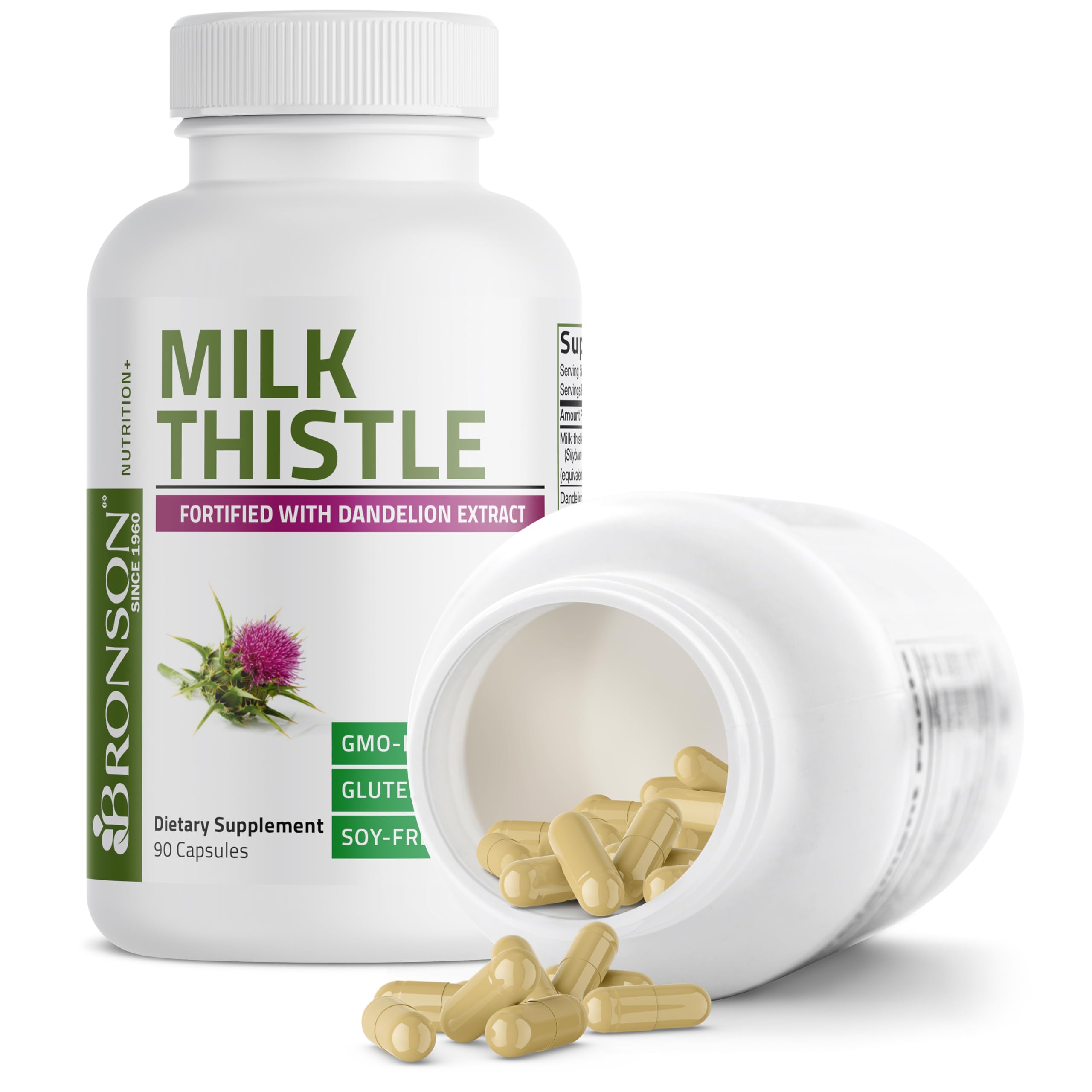 Bronson Flavored Capsule Adult Milk Thistle Liver Health Support, 1000Mg