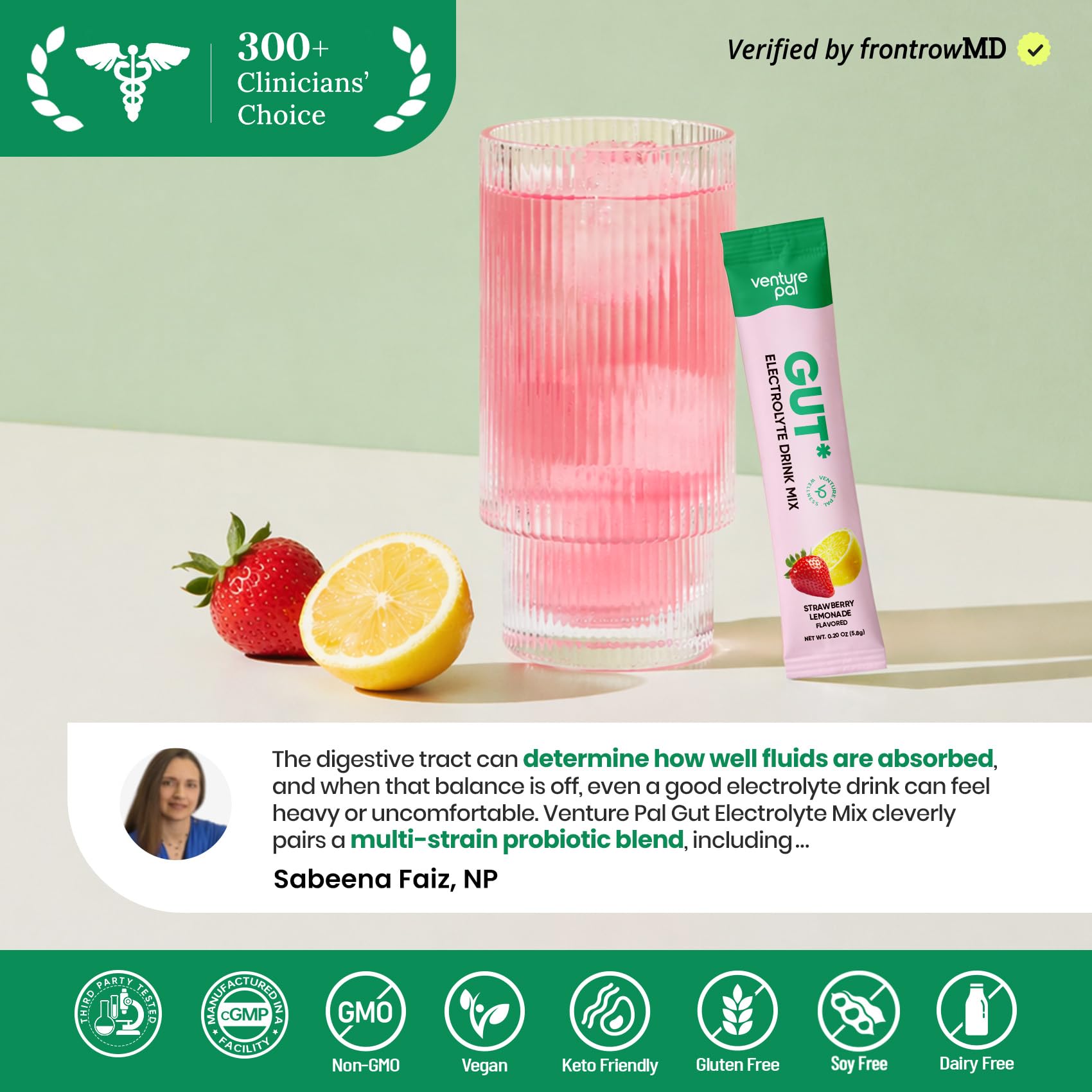 Venture Pal 2-in-1 Hydration Packets + Gut Health Electrolytes Powder - 7 Electrolytes & 5 Vitamins, Probiotics - Sugar Free Liquid Daily IV Drink Mix for Dehydration Relief | Non-GMO | 16 Sticks