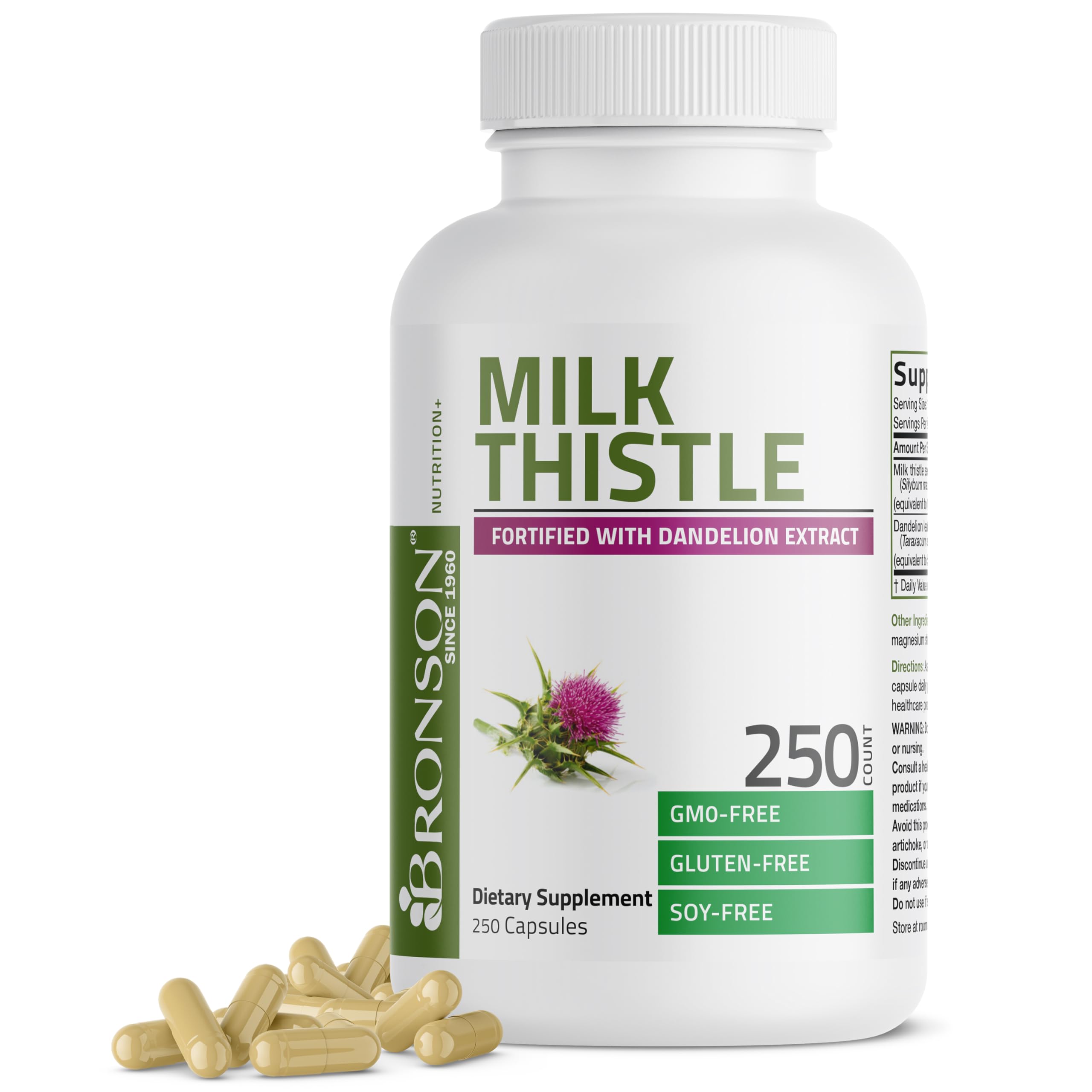 Bronson Flavored Capsule Adult Milk Thistle Liver Health Support, 1000Mg
