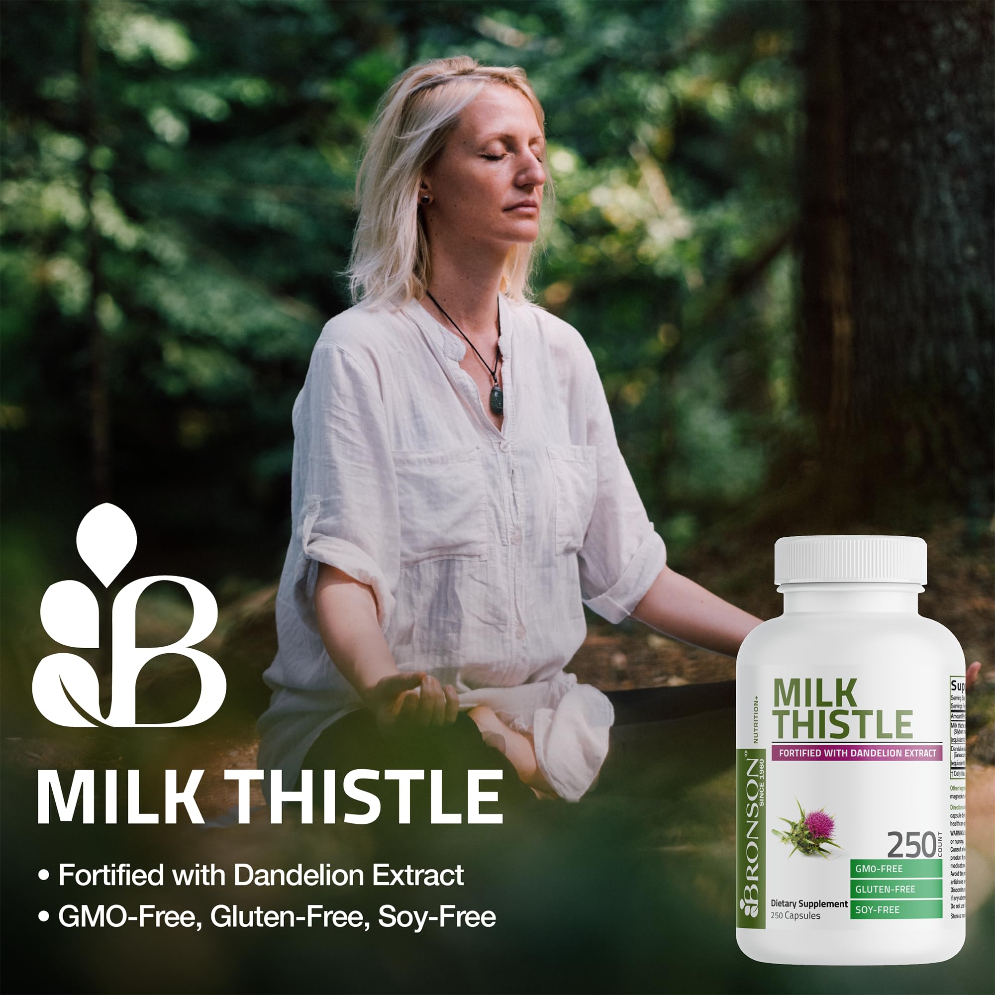 Bronson Flavored Capsule Adult Milk Thistle Liver Health Support, 1000Mg