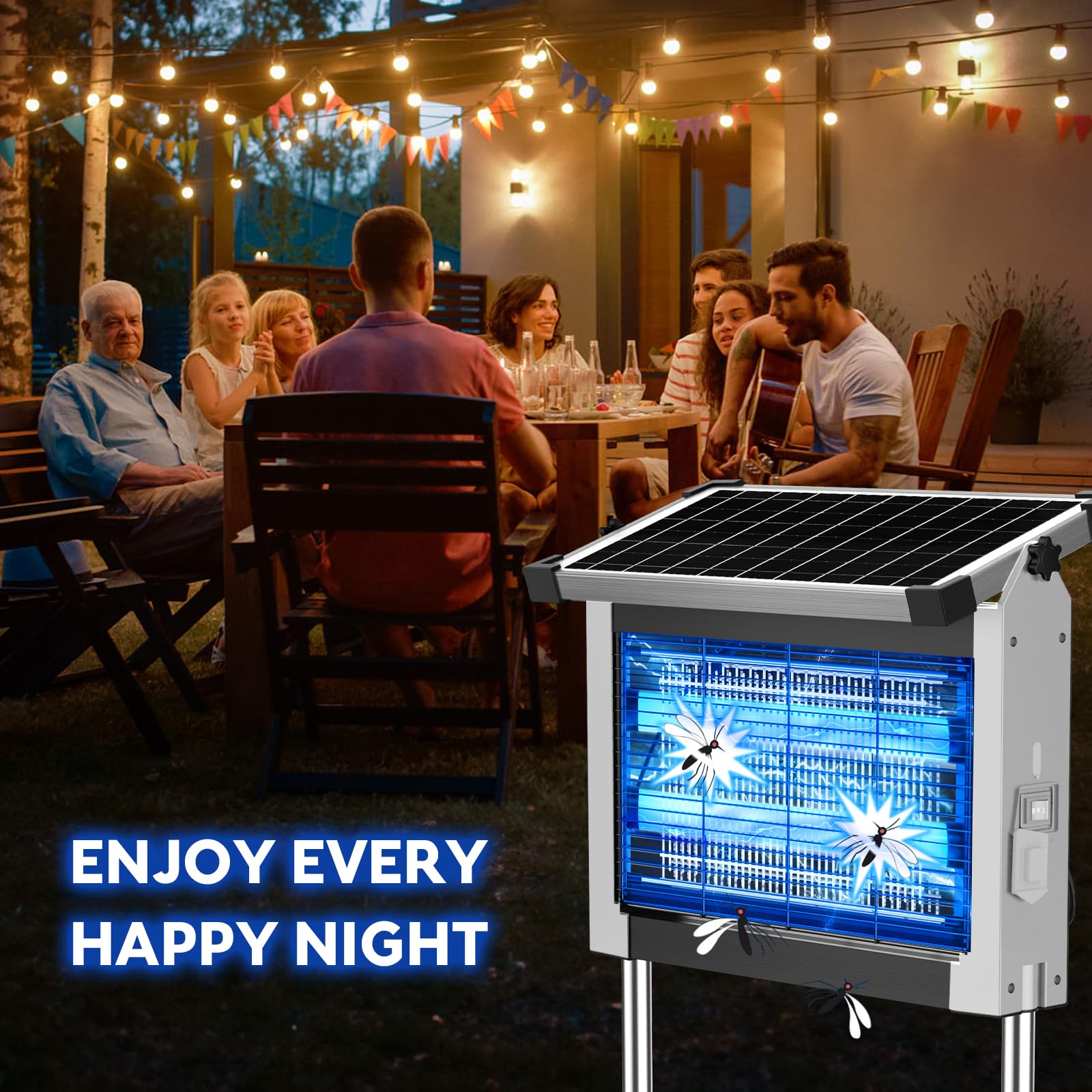 Solar Bug Zapper Outdoor, PhatroyYee Mosquito Zapper 4500V, Waterproof Portable Fly Zapper, Rechargeable Electric Mosquito Killer, Cordless Fly Insect Mosquito Trap for Patio Yard Home Garden Camping