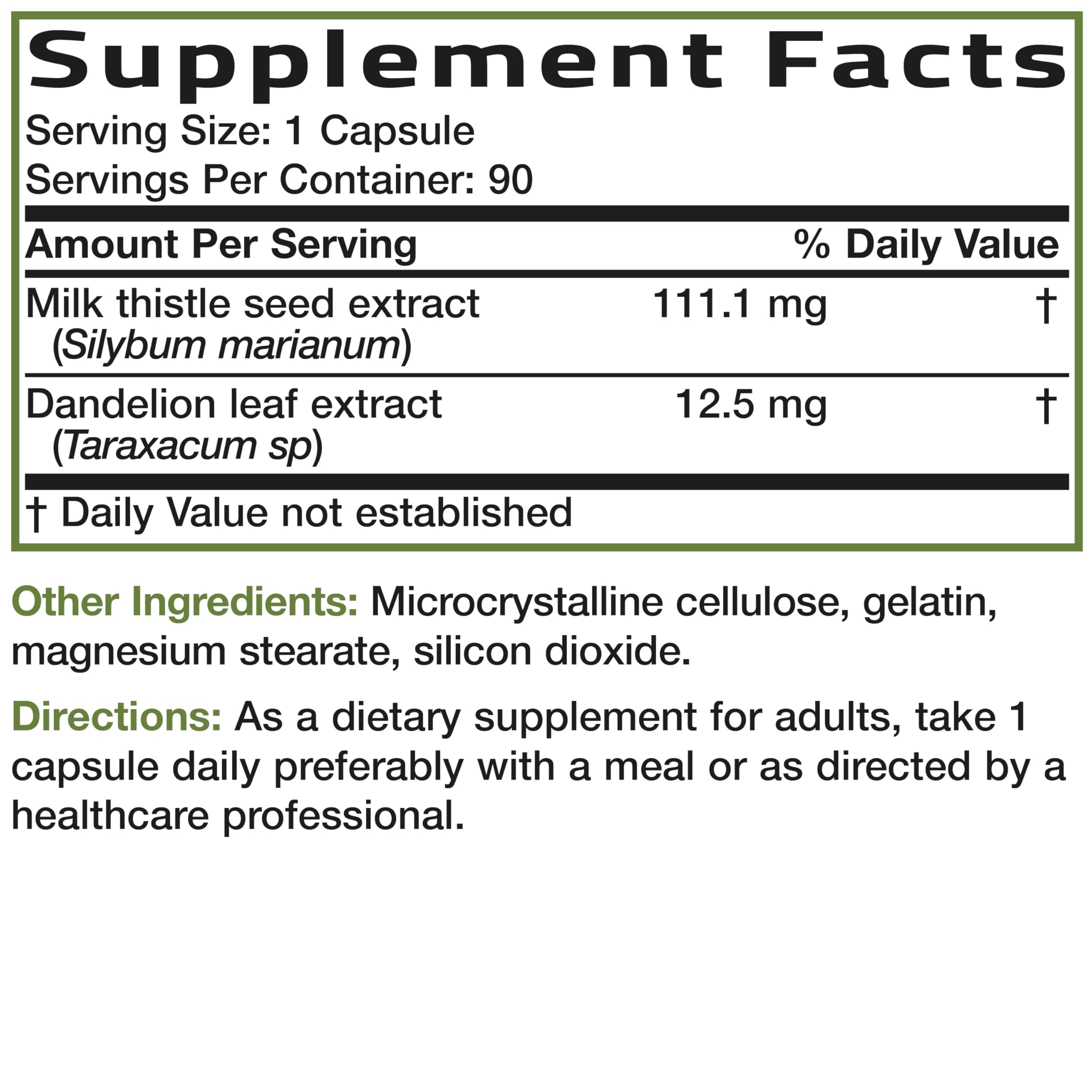 Bronson Flavored Capsule Adult Milk Thistle Liver Health Support, 1000Mg